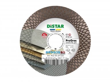 DISTAR PROGRES plytelių 45 laipsnių pjovimo ir šlifavimo diskas plytelėms 125 mm x 22.23 mm