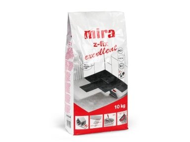 Balti ir itin elastingi plytelių klijai Mira z-fix excellent C1TE S2, 10 kg Balti ir itin elastingi plytelių klijai Mira z-fix excellent C1TE S2, 10 kg