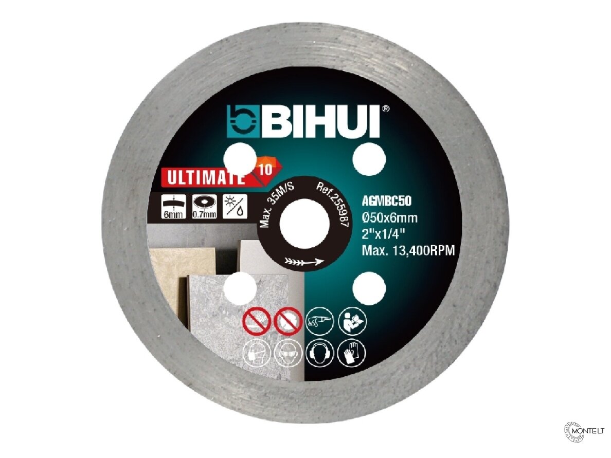 BIHUI Ultimate Ø 50mm x 6 mm AGMBC50 deimantinis pjovimo diskas plytelėms BIHUI Ultimate Ø 50mm x 6 mm AGMBC50 deimantinis pjovimo diskas plytelėms