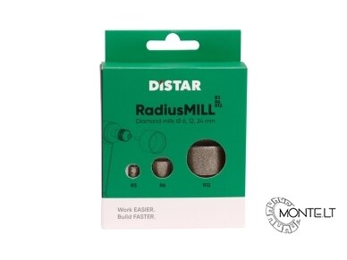 Deimantinių šlifavimo frezų plytelėms rinkinys 3, 6 ir 12 mm spinduliams, RadiusMILL, Distar 4 Deimantinių šlifavimo frezų plytelėms rinkinys 3, 6 ir 12 mm spinduliams, RadiusMILL, Distar 4