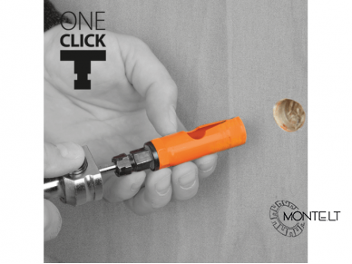 One-Click Starter komplektas, 8.5 mm HEX, ilgas centr. grąžtas HSS+, 5 x jungtys 14-210mm karūnėlėms