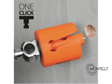One-Click karūnėlių laikiklis, 8.5 mm HEX, ilgas centr. grąžtas mūrui, Mandrex