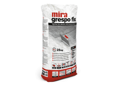 Pilki ir elastingi plytelių klijai Mira grespo fix grey C2TE S1, 25 kg Pilki ir elastingi plytelių klijai Mira grespo fix grey C2TE S1, 25 kg